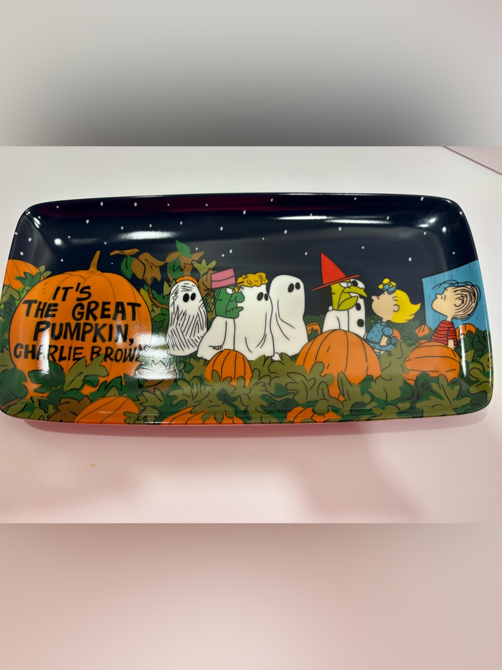 Peanuts Halloween Pumpkin Pet Feeding Tray - Black & Orange - Picture 5 of 12
